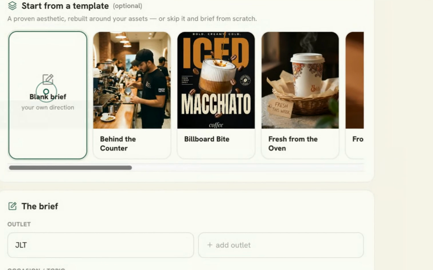 The Synthopia template gallery: pick a look, clone it around your brand